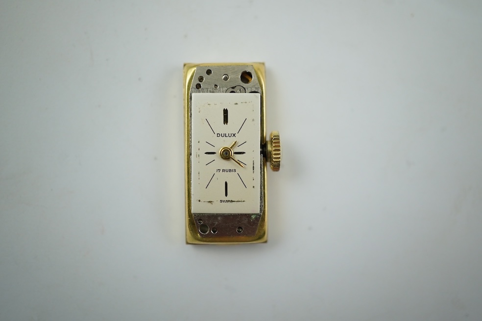 Dulux, a lady's gold Art Moderne cocktail watch, 1930s